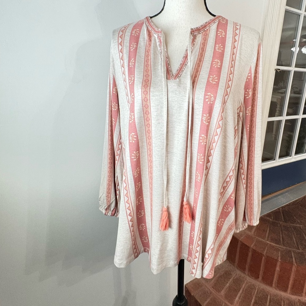 My Danielle Boho Tunic in Cream and Coral Pink NWT XXLARGE